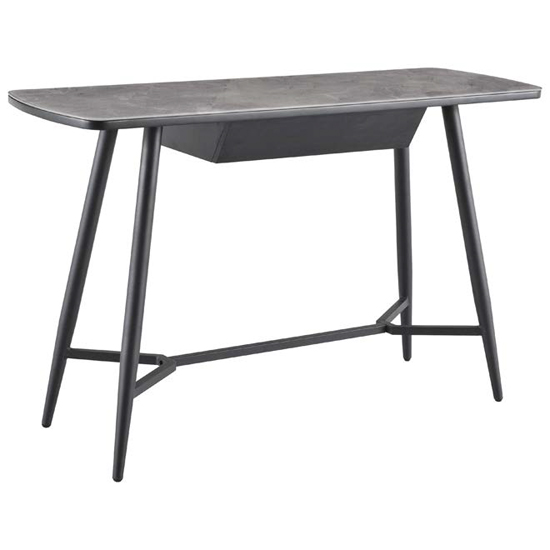 Read more about Chieti grey glass console table with black metal legs