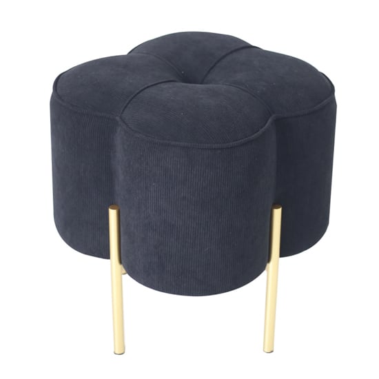 Product photograph of Chieti Velvet Clover Ottoman In Black With Gold Legs from Furniture in Fashion
