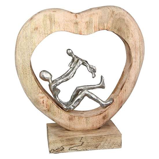 Read more about Child love aluminium sculpture in silver with wooden frame