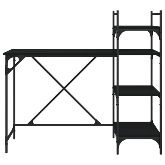 Chiltern Wooden Laptop Desk With 4 Shelves In Black