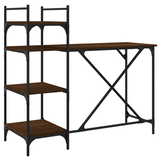 Chiltern Wooden Laptop Desk With 4 Shelves In Brown Oak
