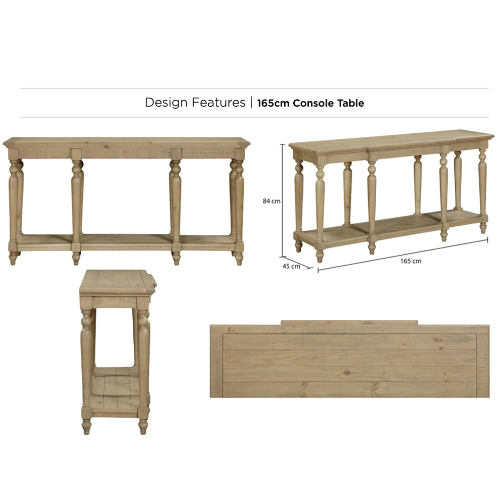 Chilton 165cm Wooden Console Table - Rustic Oak