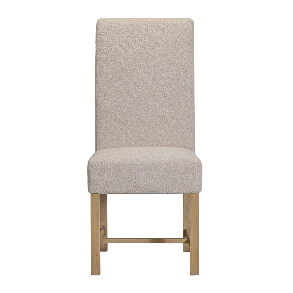 Chilton Beige Fabric Dining Chairs with Wooden Legs in Pair