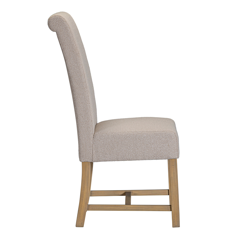 Chilton Beige Fabric Dining Chairs with Wooden Legs in Pair