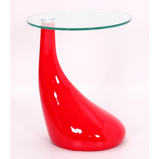 Read more about Carman clear glass lamp table with red high gloss base