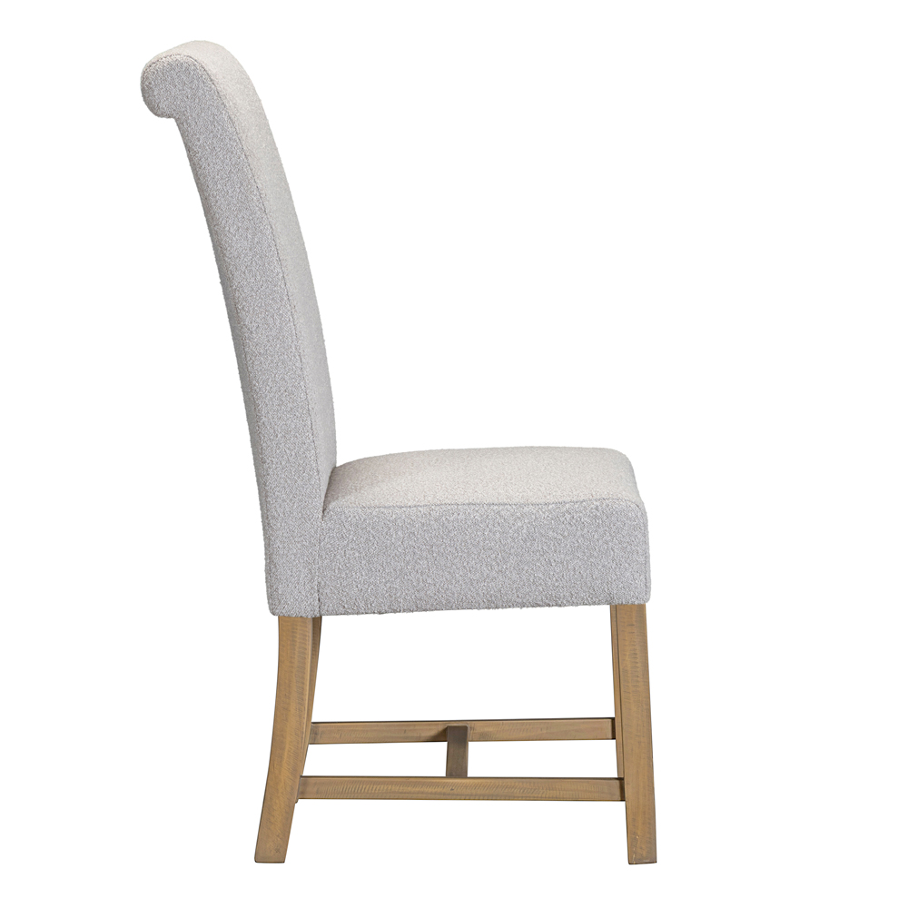 Chilton Grey Fabric Dining Chairs with Wooden Legs in Pair