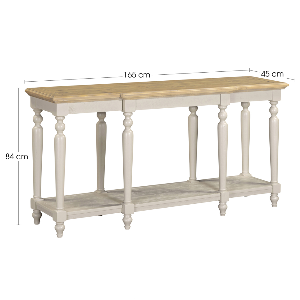 Chilton Large Wooden Console Table in Grey And Natural