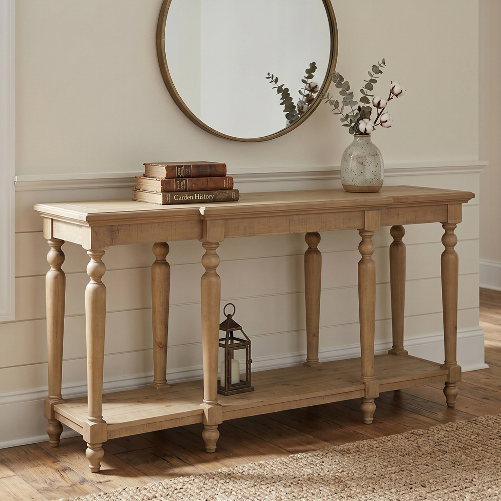 Chilton Large Wooden Console Table in Rustic