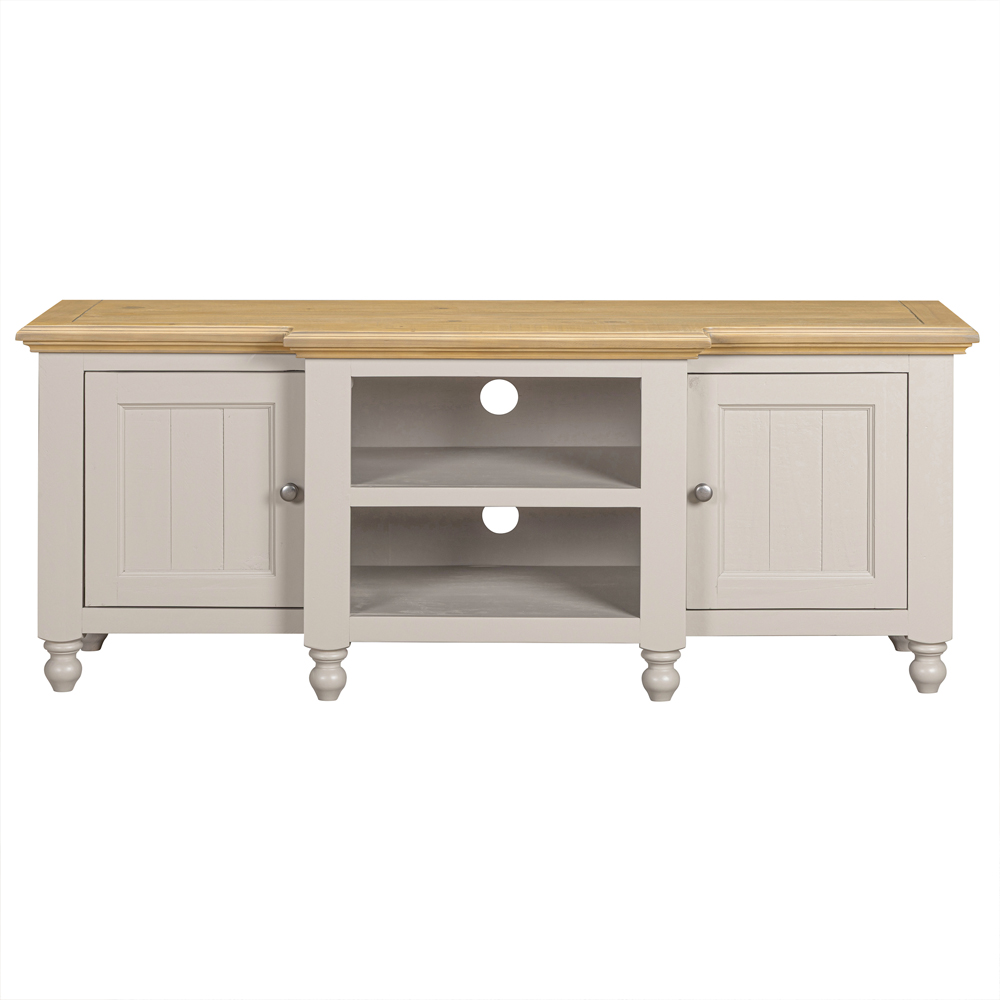 Chilton Large Wooden TV Stand with 2 Doors in Grey and Natural