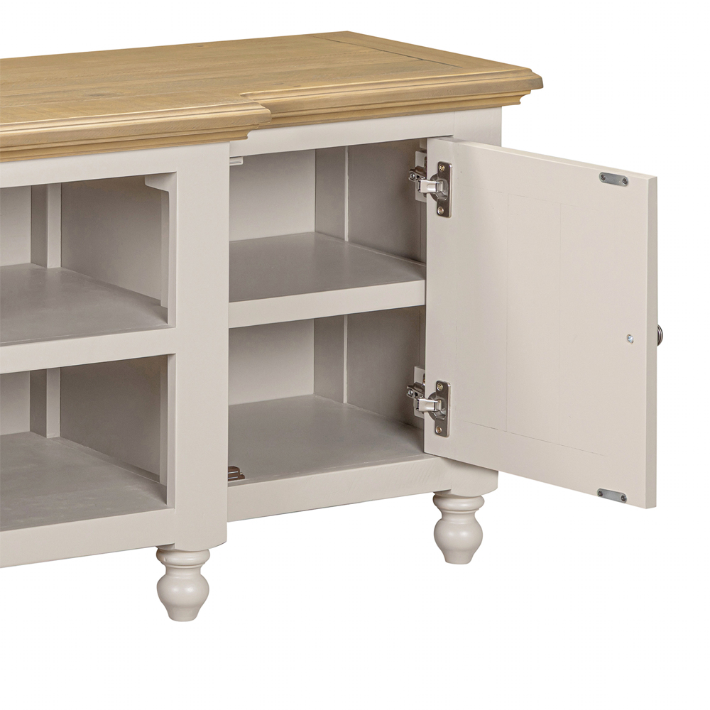 Chilton Large Wooden TV Stand with 2 Doors in Grey and Natural