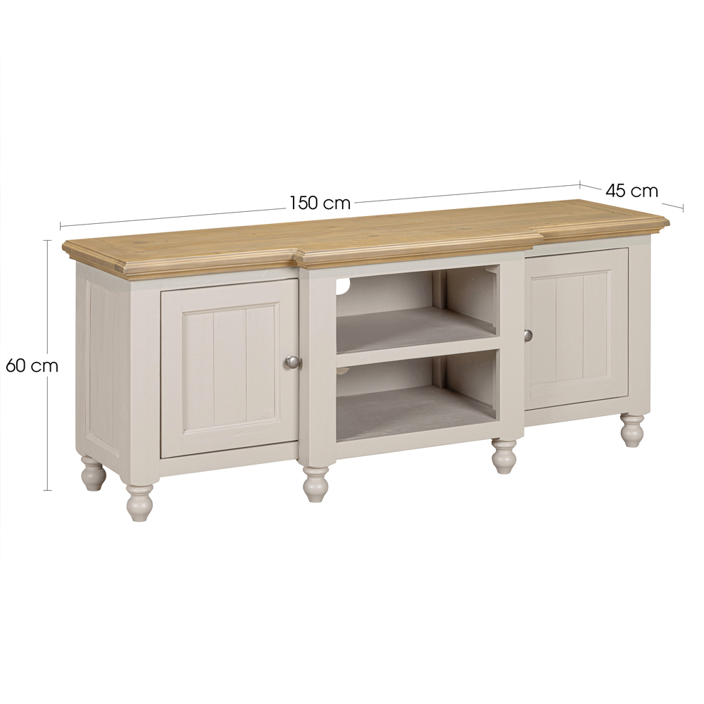 Chilton Large Wooden TV Stand with 2 Doors in Grey and Natural