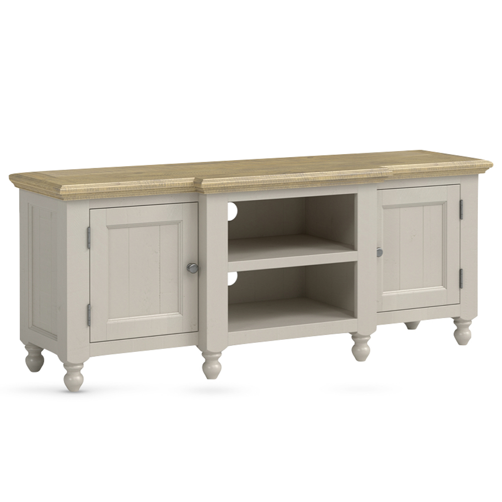 Chilton Large Wooden TV Stand with 2 Doors in Grey and Natural