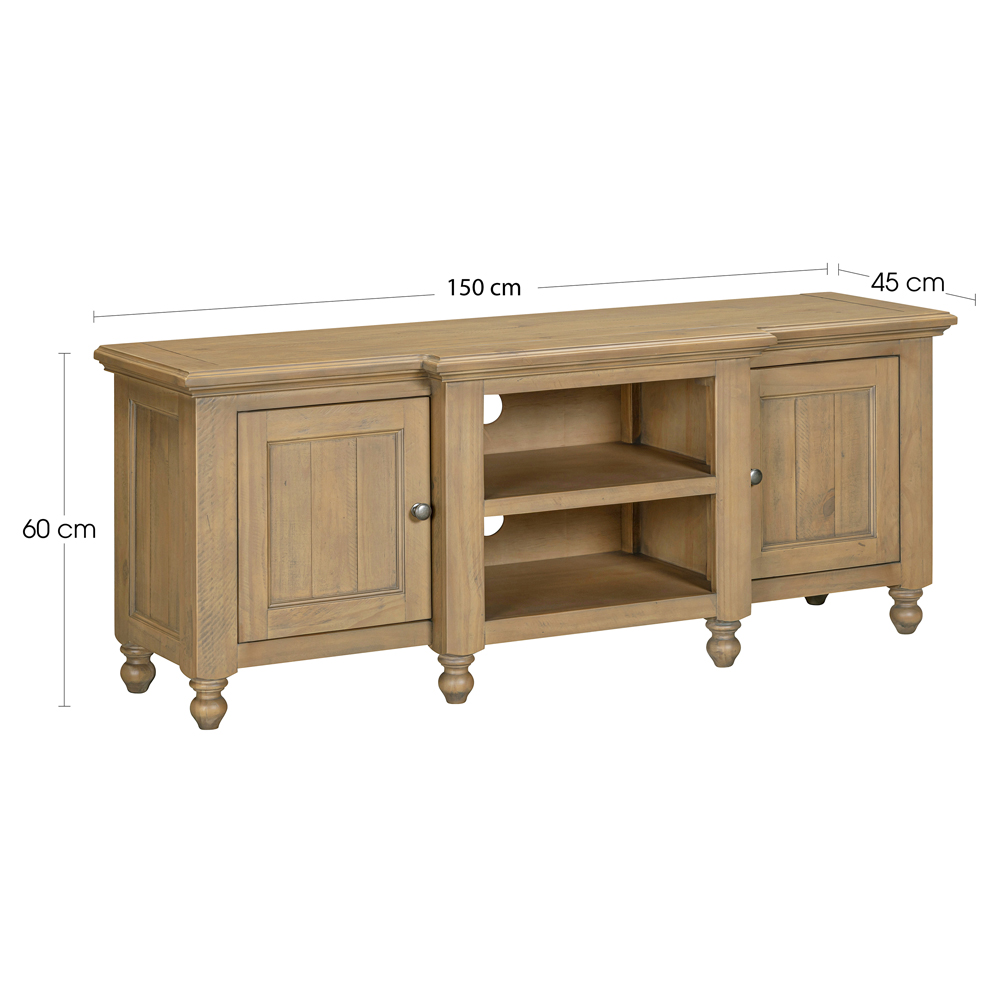 Chilton Large Wooden TV Stand with 2 Doors in Natural
