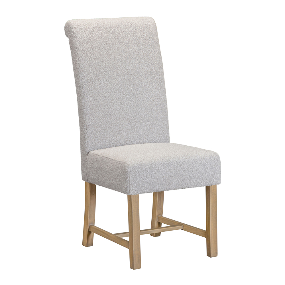 Chilton Grey and Natural Wooden Extending Dining Table with 4 Beige Chairs and 1 Bench