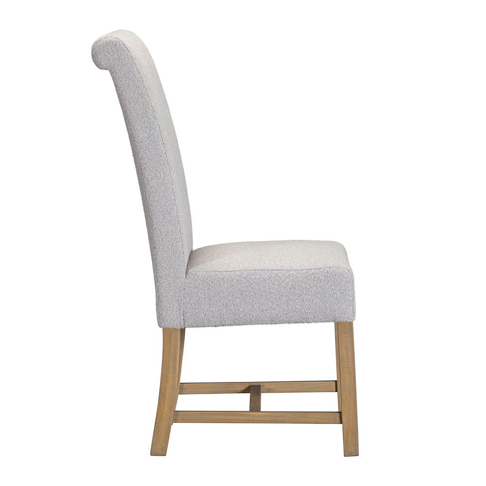 Chilton Grey and Natural Wooden Extending Dining Table with 4 Beige Chairs and 1 Bench