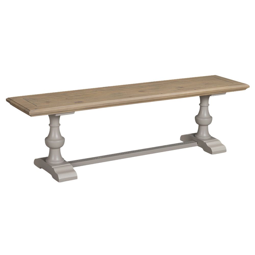 Chilton Grey and Natural Wooden Extending Dining Table with 4 Beige Chairs and 1 Bench