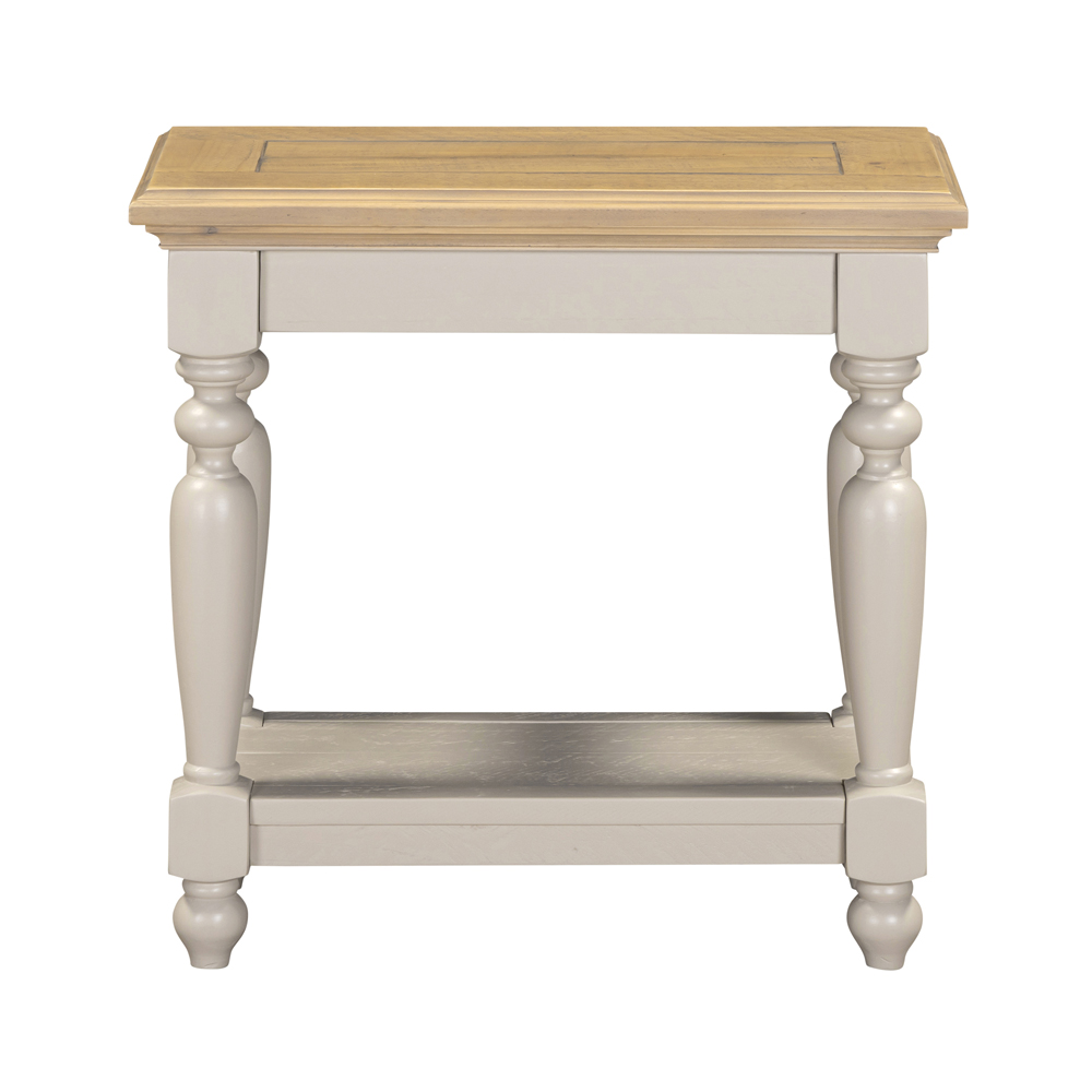 Chilton Rectangular Wooden Side Table in Grey And Natural