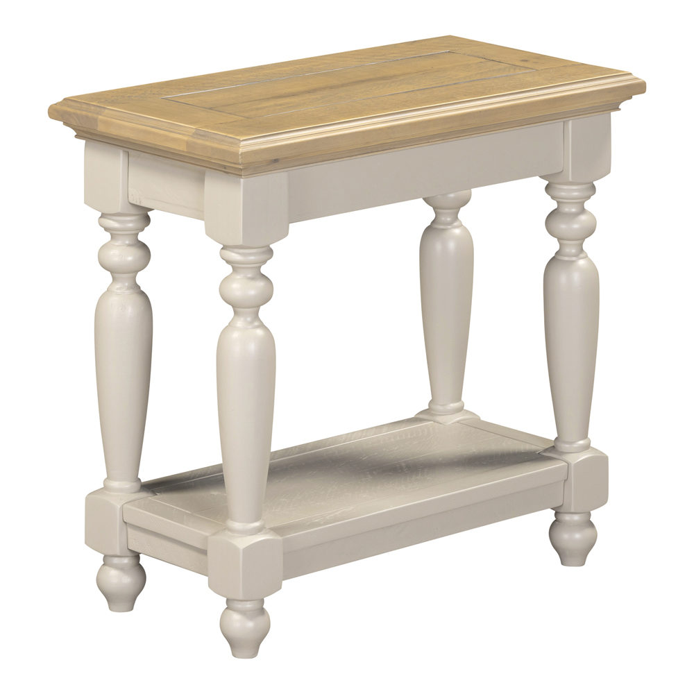 Chilton Rectangular Wooden Side Table in Grey And Natural