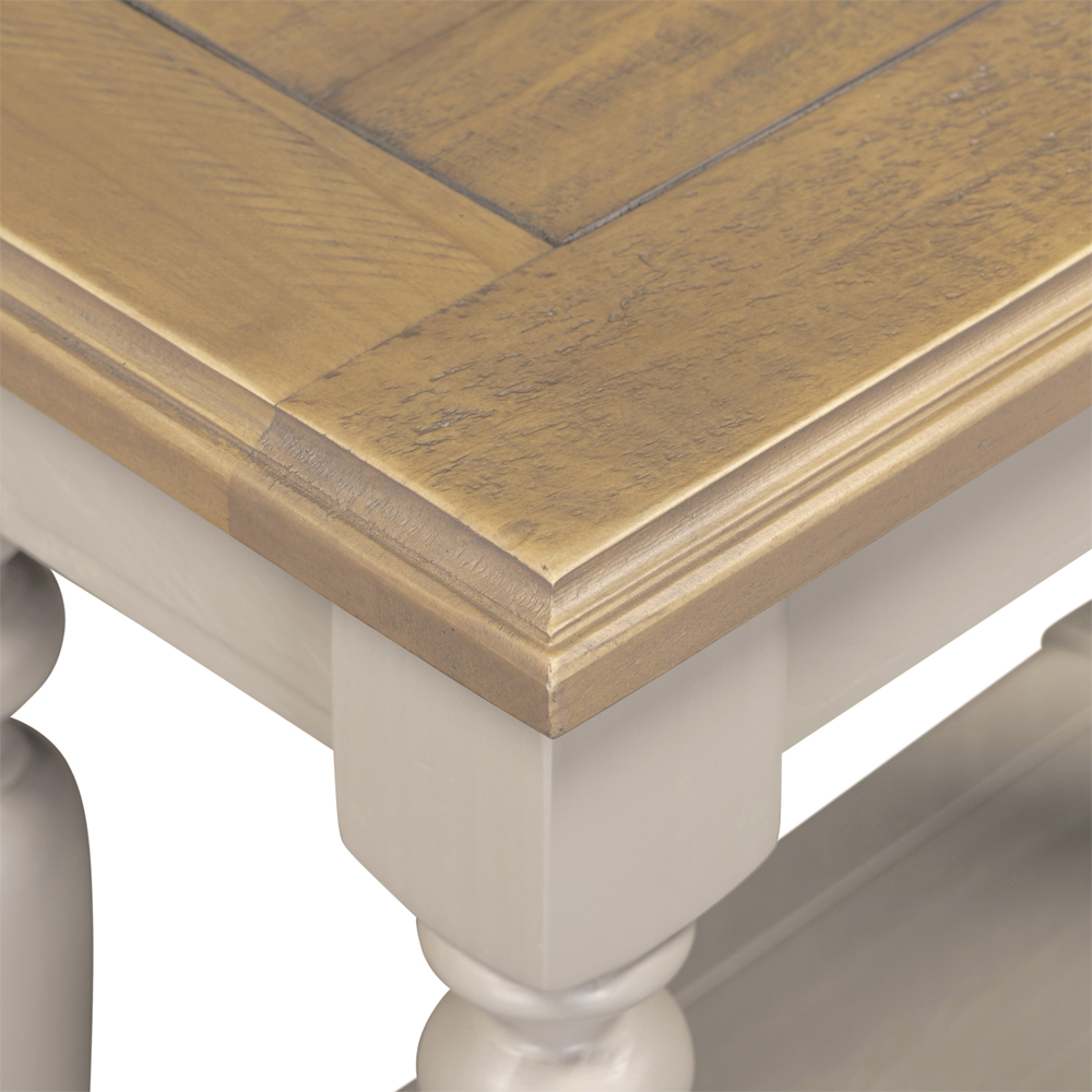 Chilton Rectangular Wooden Side Table in Grey And Natural