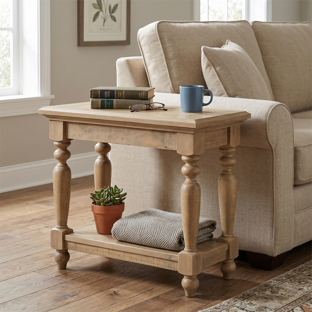 Chilton Rectangular Wooden Side Table in Rustic