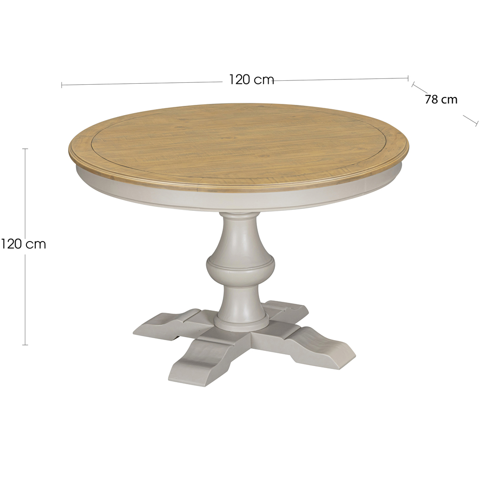 Chilton Round Wooden Dining Table in Grey and Natural