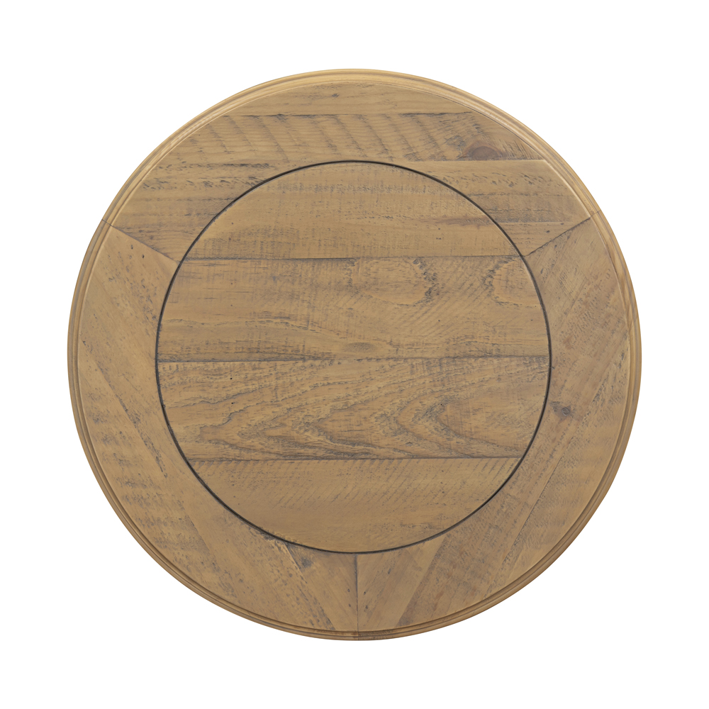Chilton Round Wooden Side Table in Grey And Natural