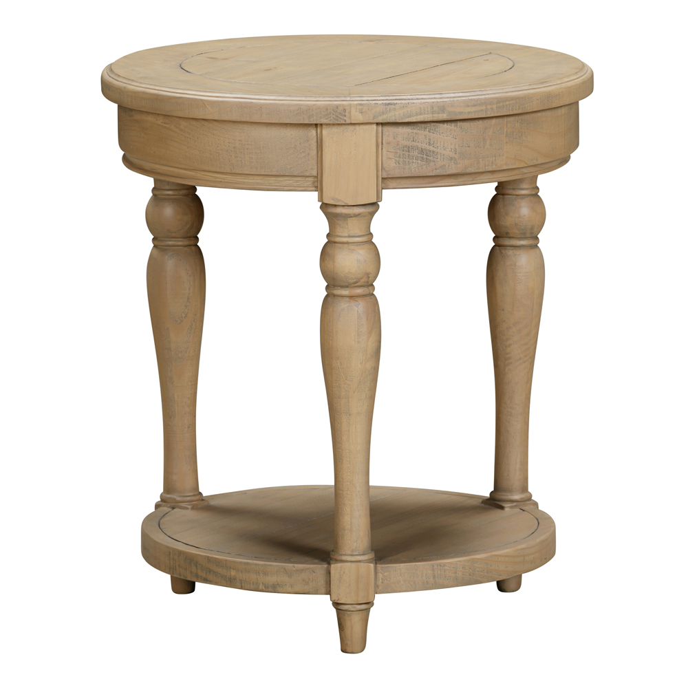 Chilton Round Wooden Side Table in Rustic