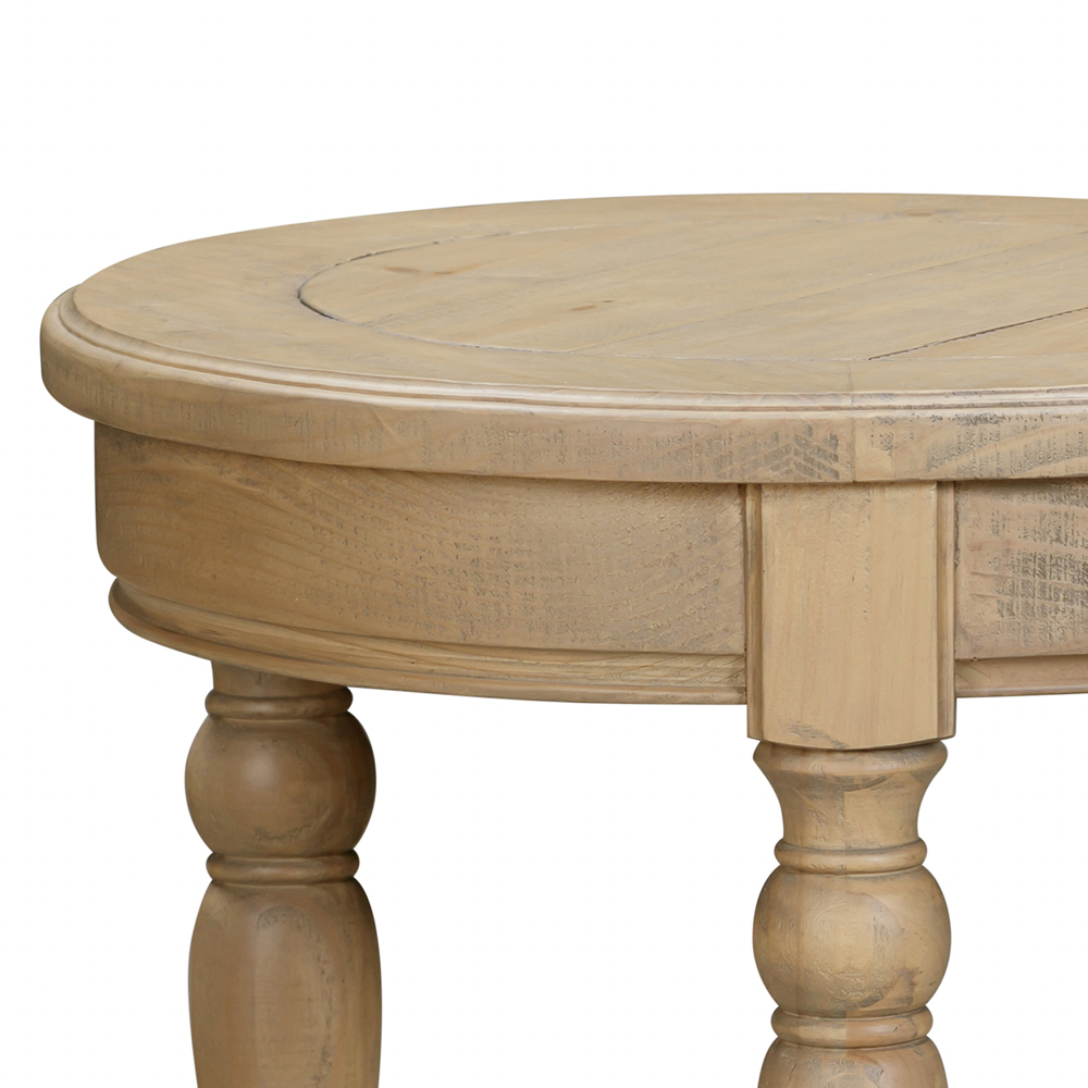 Chilton Round Wooden Side Table in Rustic