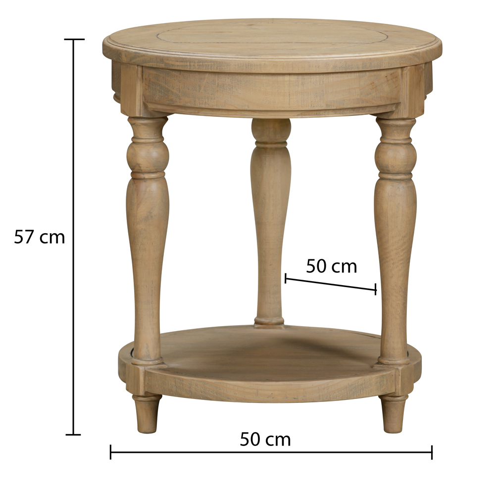 Chilton Round Wooden Side Table in Rustic