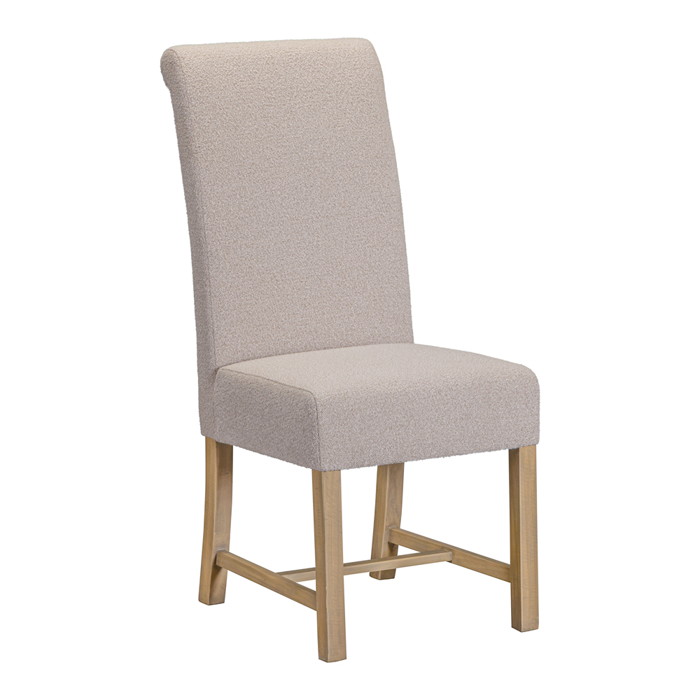 Chilton Rustic Wooden Dining Table with 4 Beige Chairs