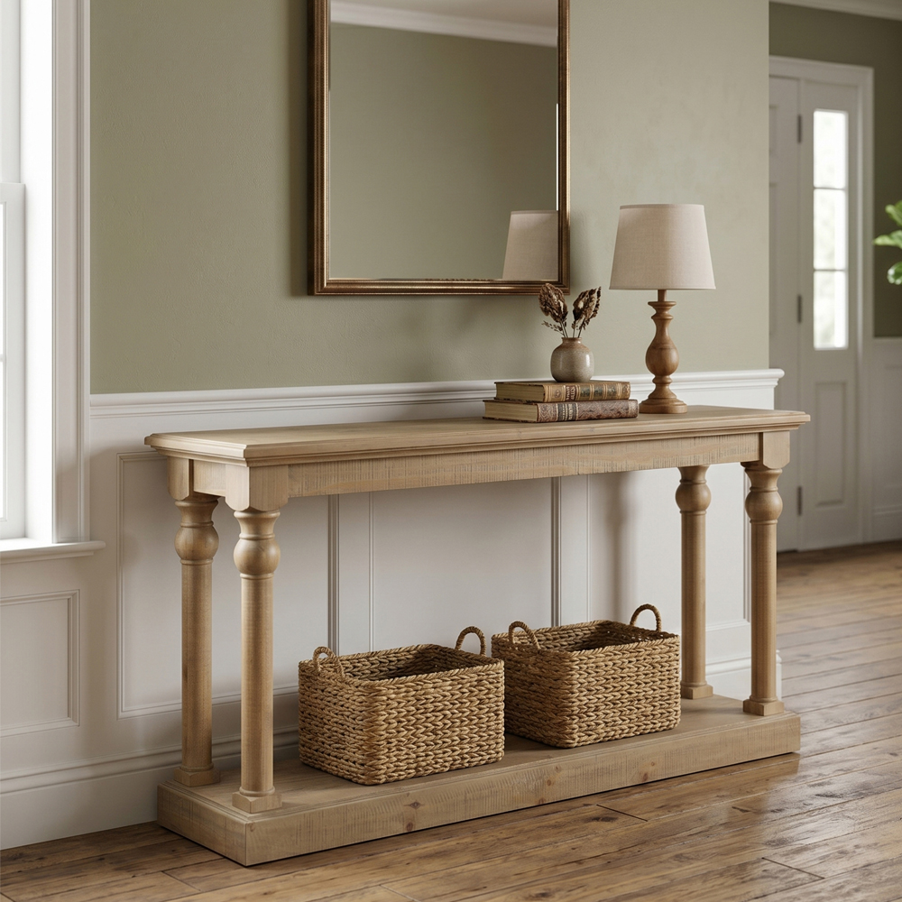 Chilton Small Wooden Console Table in Rustic
