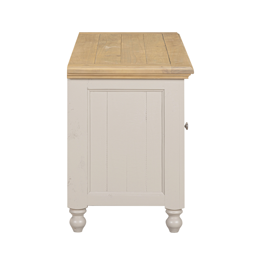 Chilton Small Wooden TV Stand with 2 Doors in Grey and Natural