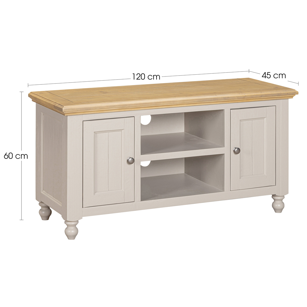 Chilton Small Wooden TV Stand with 2 Doors in Grey and Natural