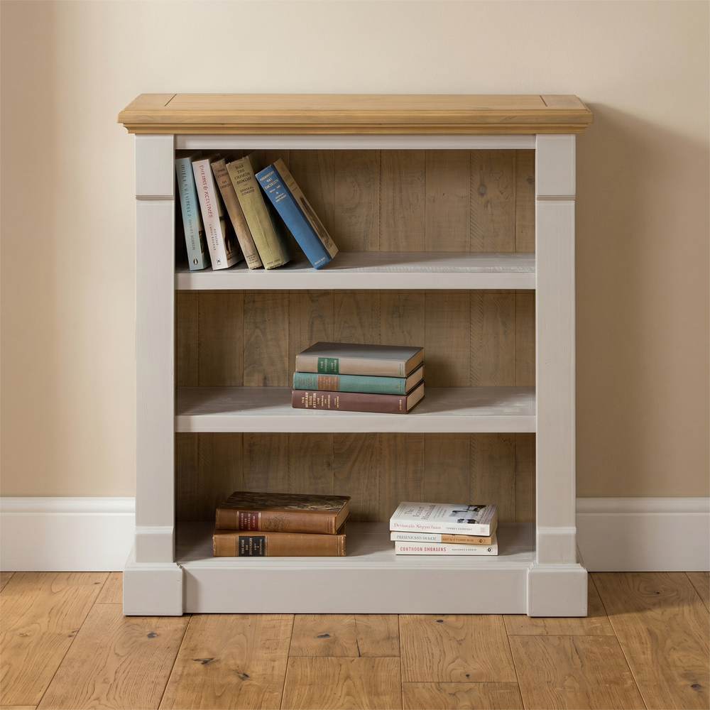 Chilton Wooden Bookcase with 3 Shelves in Grey and Natural