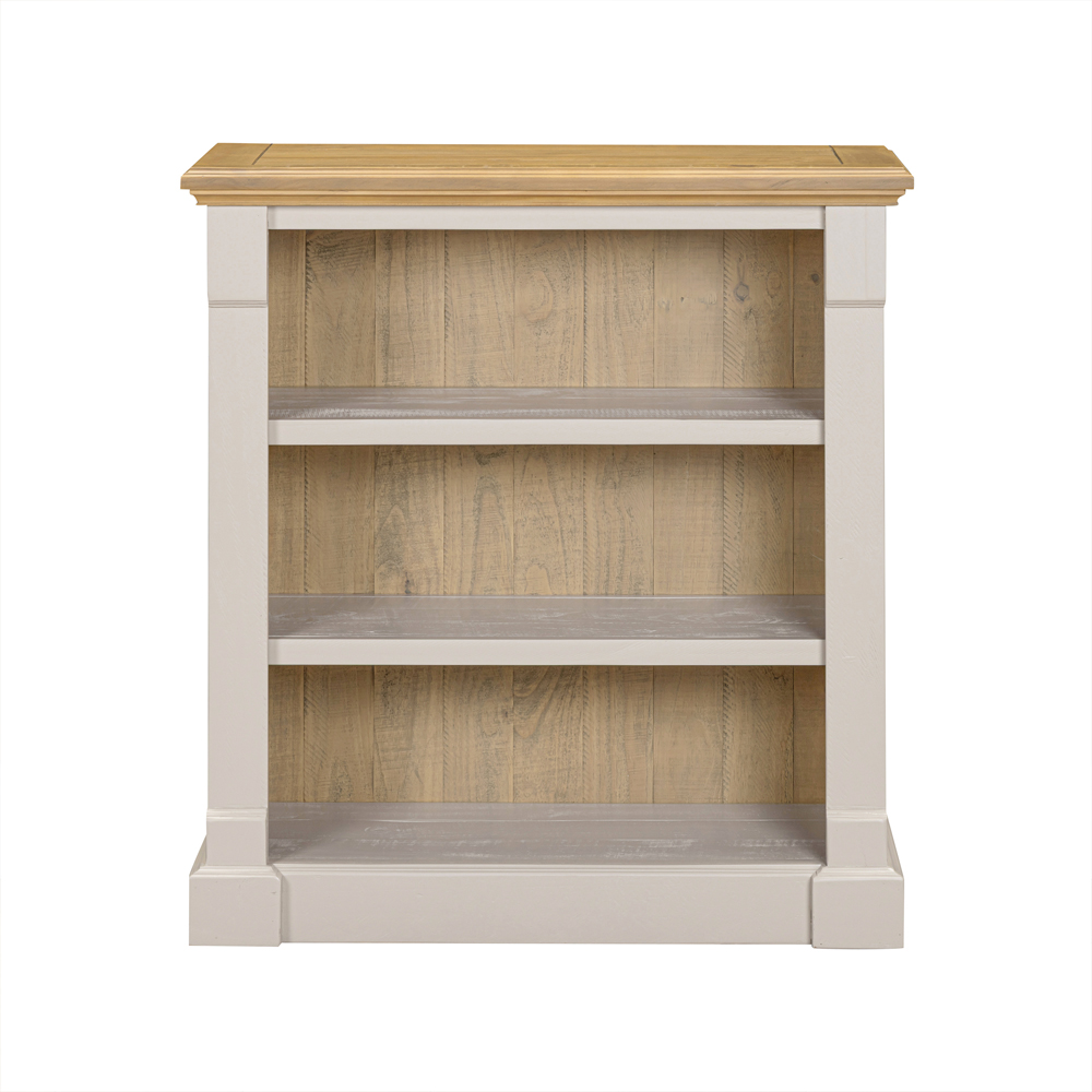 Chilton Wooden Bookcase with 3 Shelves in Grey and Natural