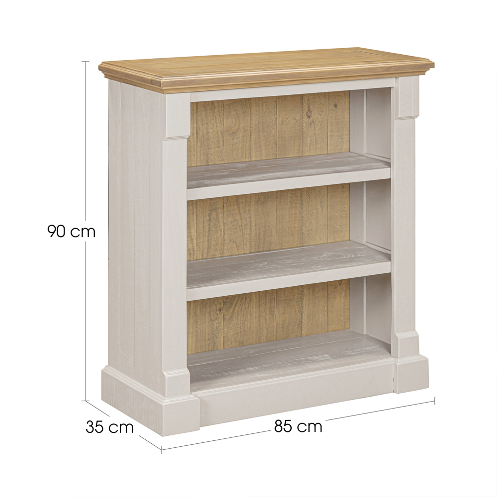 Chilton Wooden Bookcase with 3 Shelves in Grey and Natural