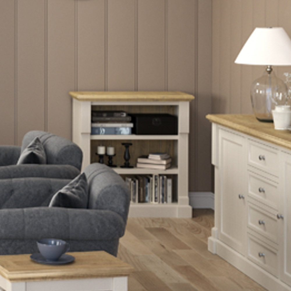 Chilton Wooden Bookcase with 3 Shelves in Grey and Natural
