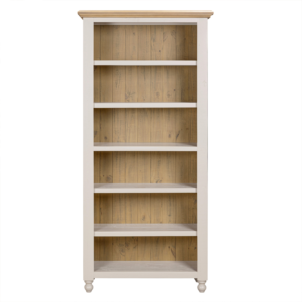Chilton Wooden Bookcase with 6 Shelves in Grey and Natural