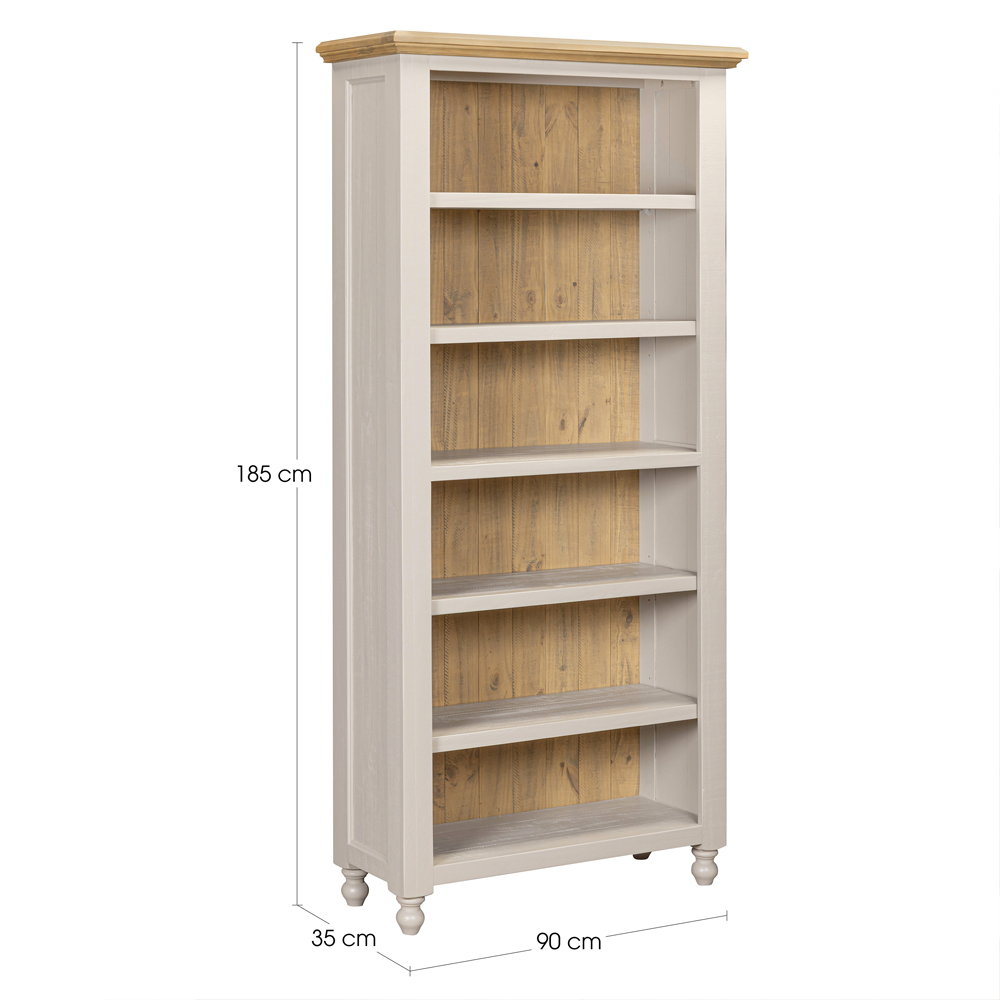 Chilton Wooden Bookcase with 6 Shelves in Grey and Natural