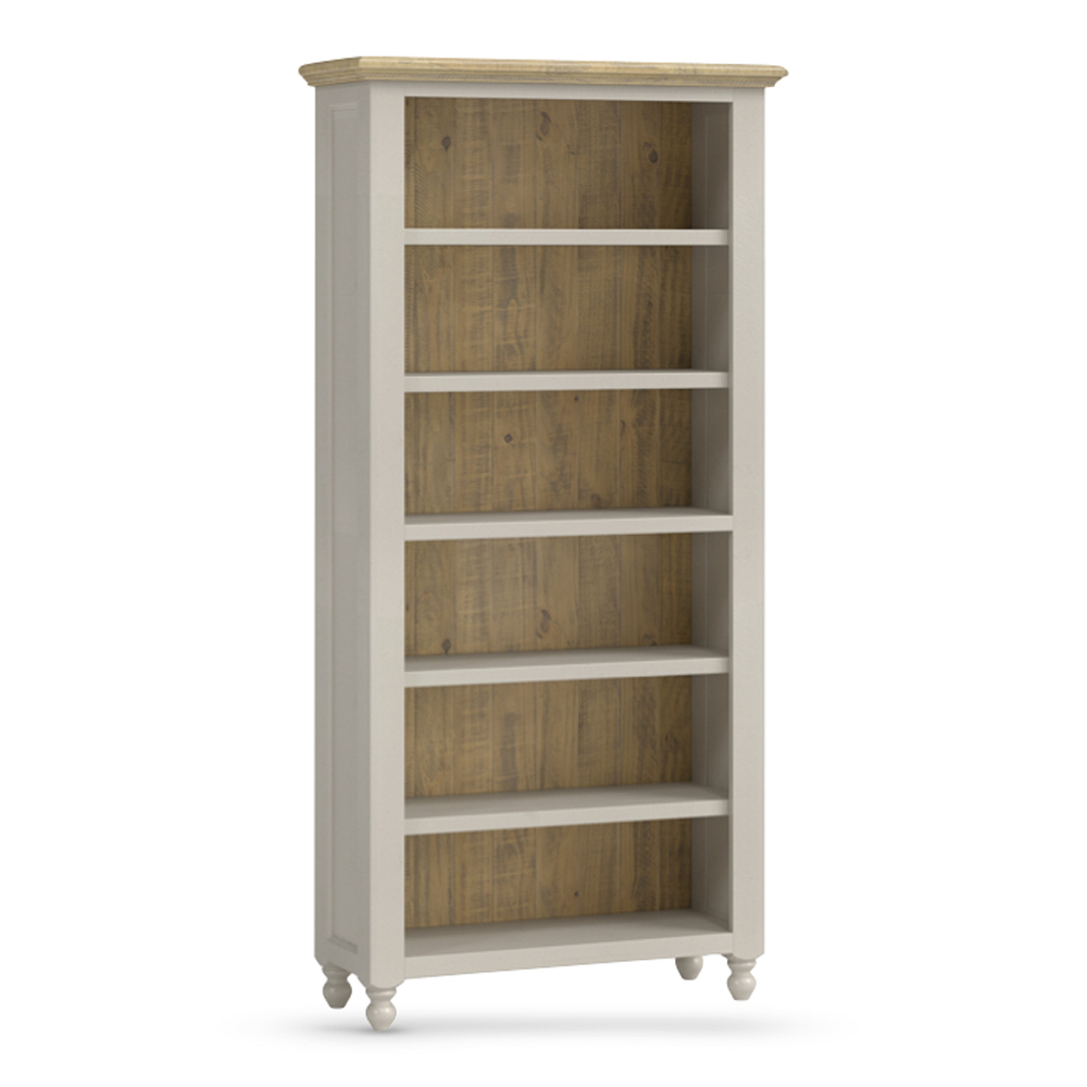 Chilton Wooden Bookcase with 6 Shelves in Grey and Natural