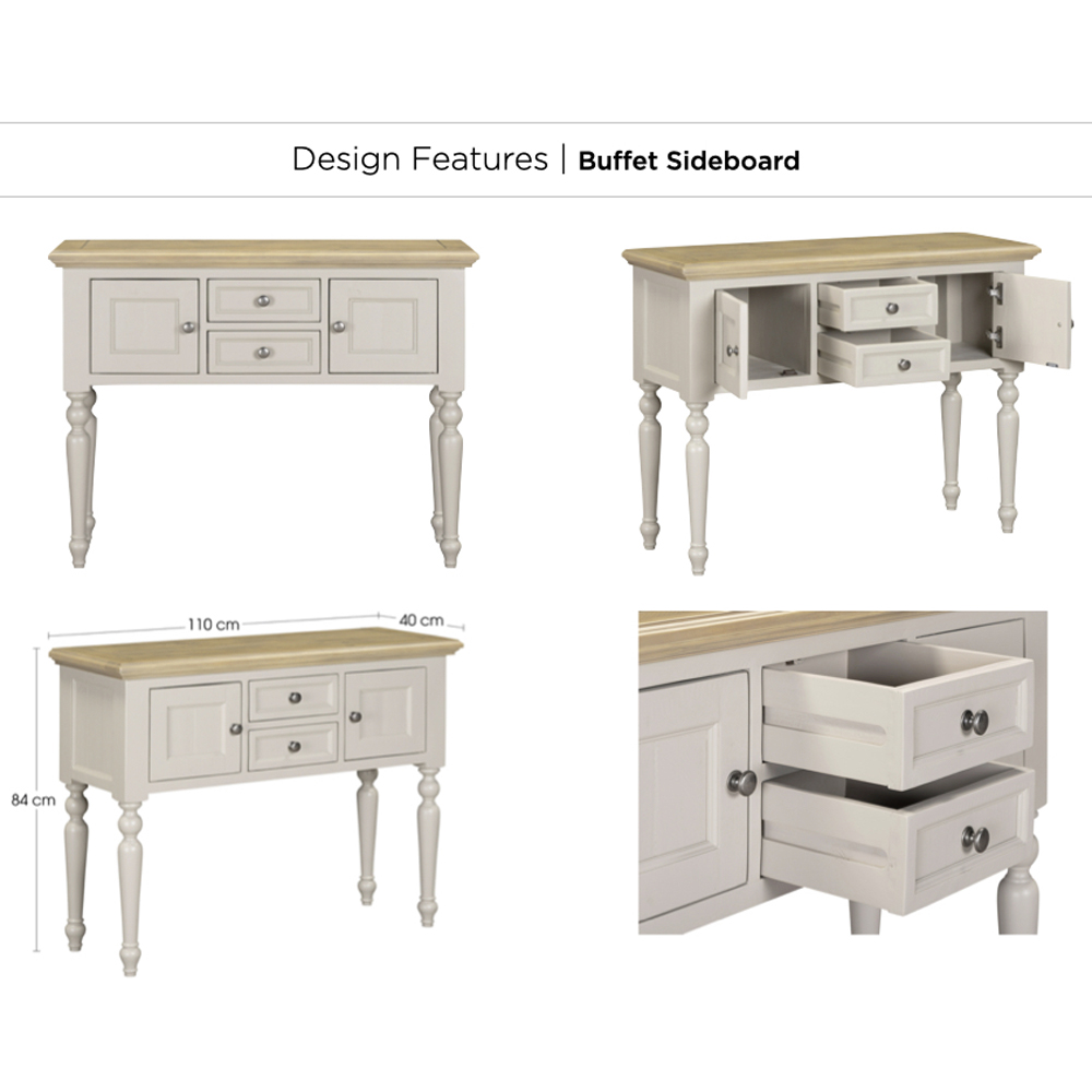 Chilton Wooden Console Table With 2 Doors 2 Drawers in Grey And Natural