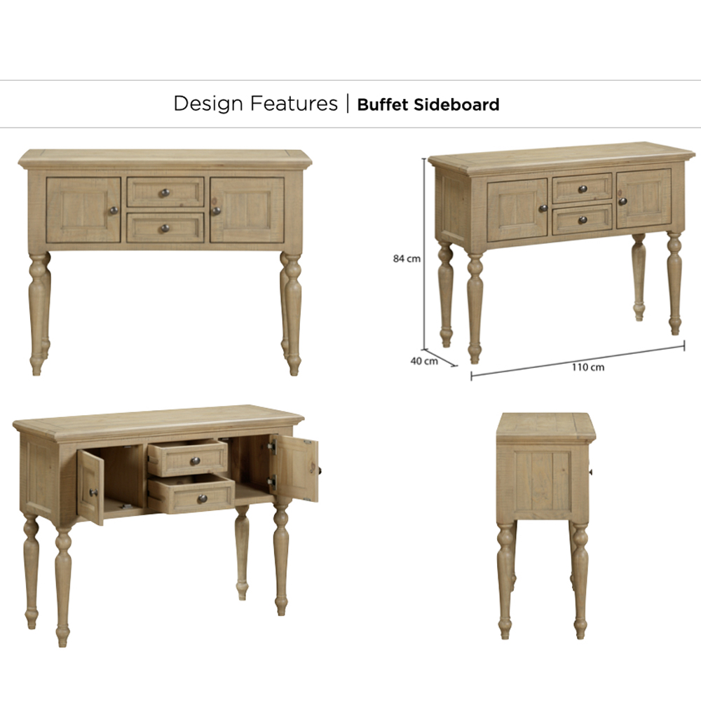 Chilton Wooden Console Table With 2 Doors 2 Drawers in Rustic Oak