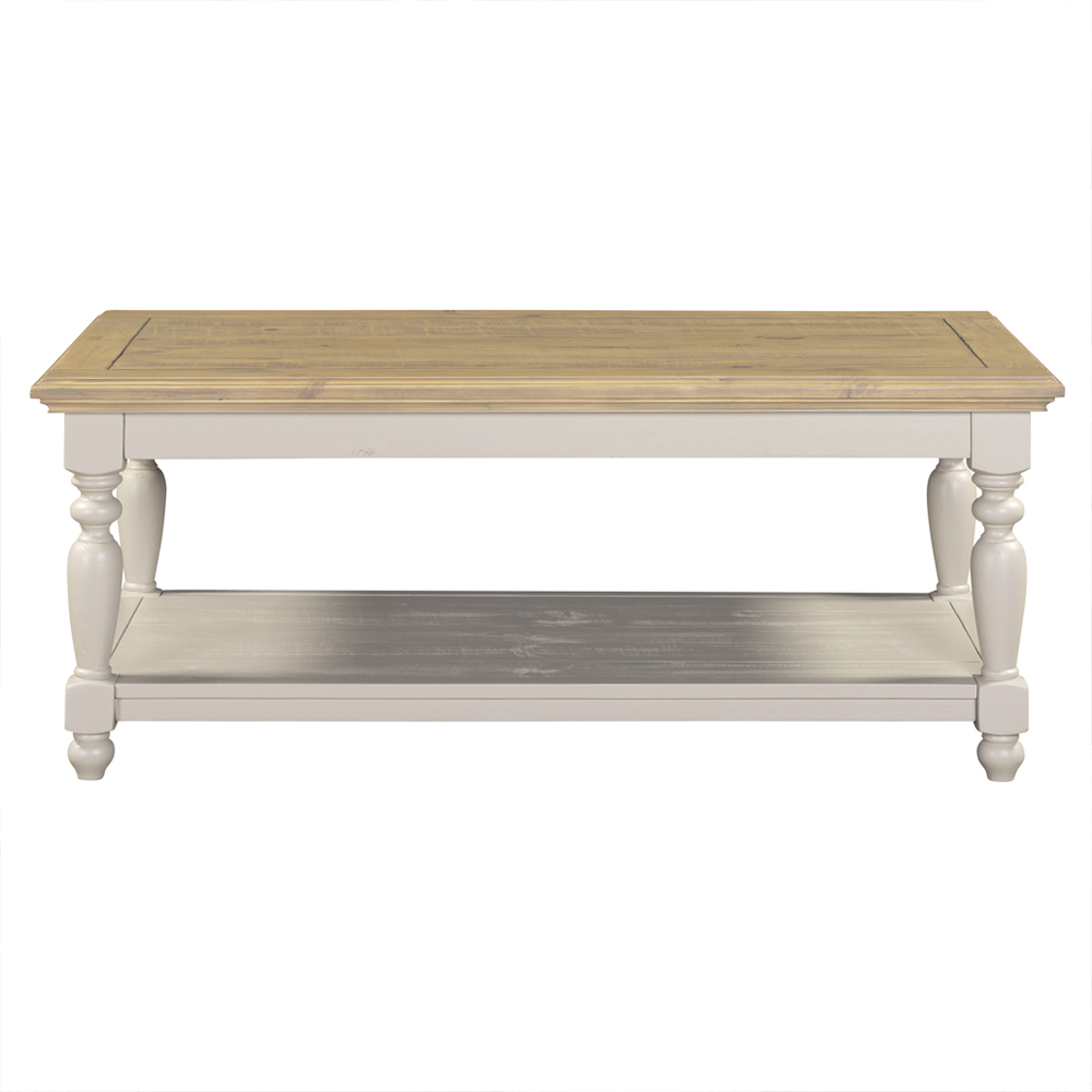 Chilton Wooden Coffee Table With Undershelf in Grey And Natural
