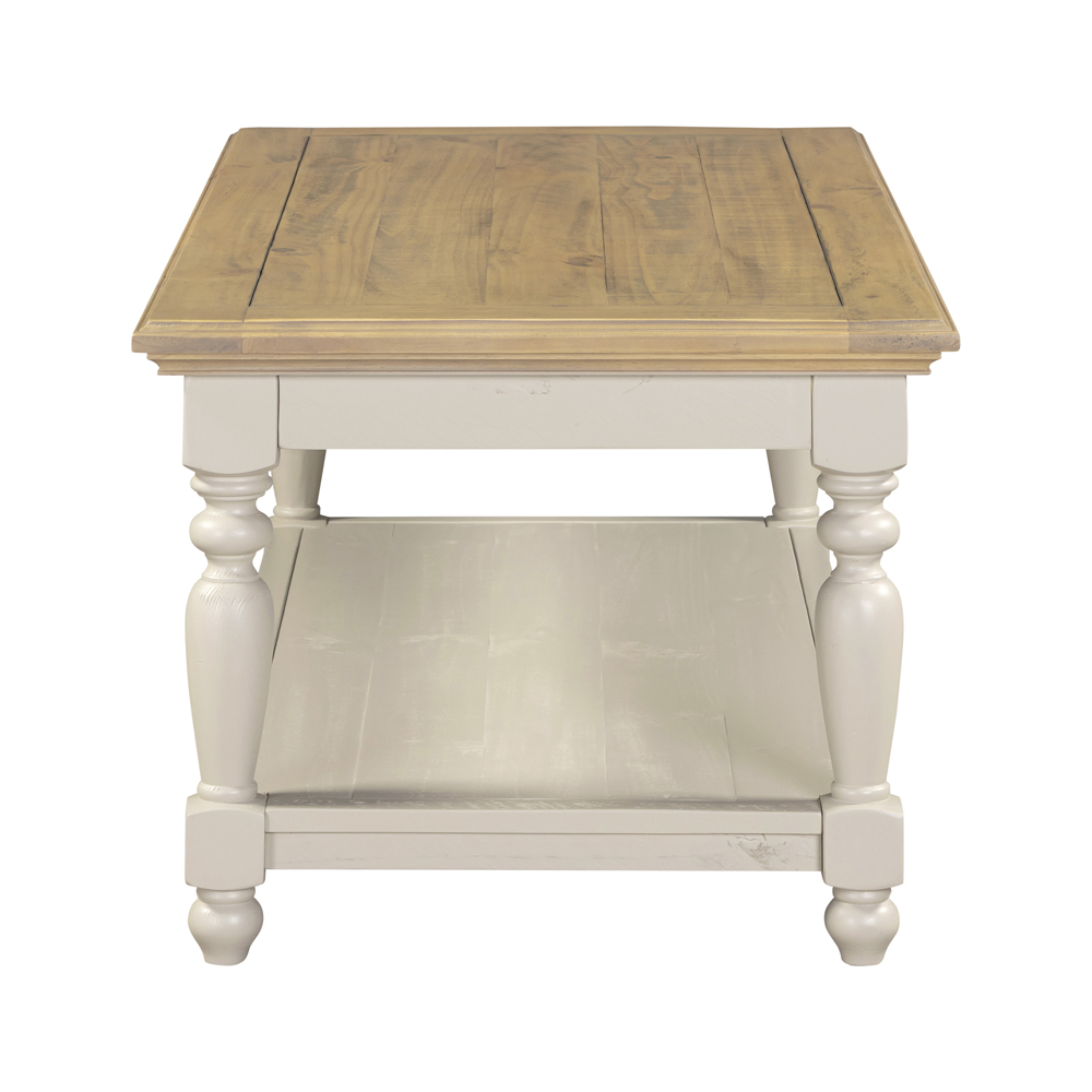 Chilton Wooden Coffee Table With Undershelf in Grey And Natural