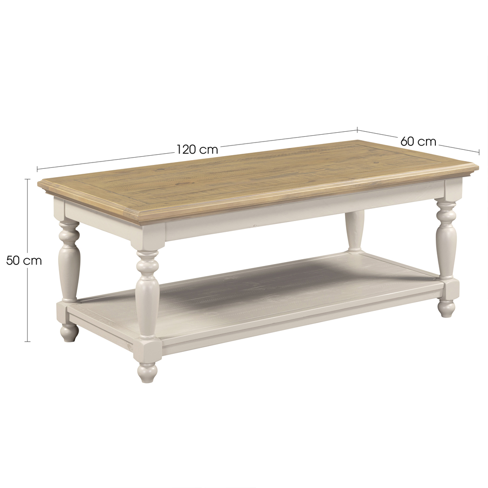 Chilton Wooden Coffee Table With Undershelf in Grey And Natural