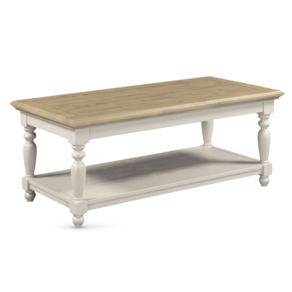 Chilton Wooden Coffee Table With Undershelf - Grey And Natural