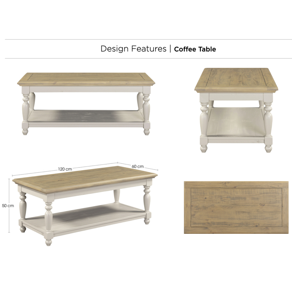 Chilton Wooden Coffee Table With Undershelf - Grey And Natural