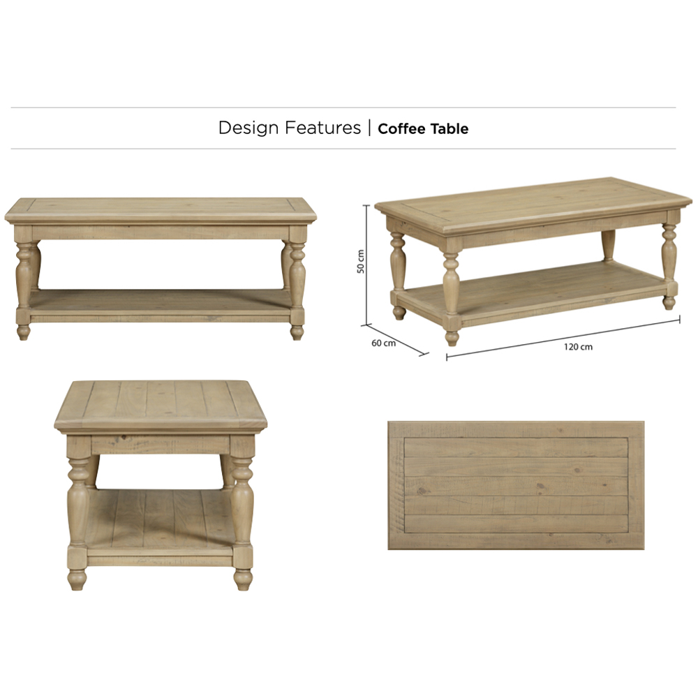 Chilton Wooden Coffee Table With Undershelf - Rustic Oak