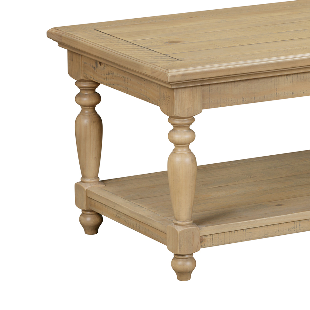Chilton Wooden Coffee Table With Undershelf in Rustic