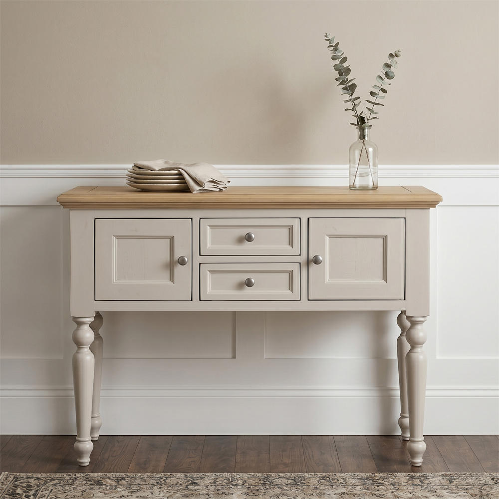 Chilton Wooden Console Table With 2 Doors 2 Drawers in Grey And Natural